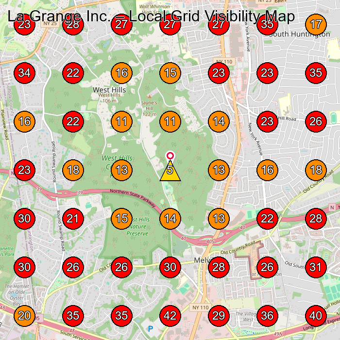 La Grange Inc. GeoGrid visibility map for Process Server in Melville